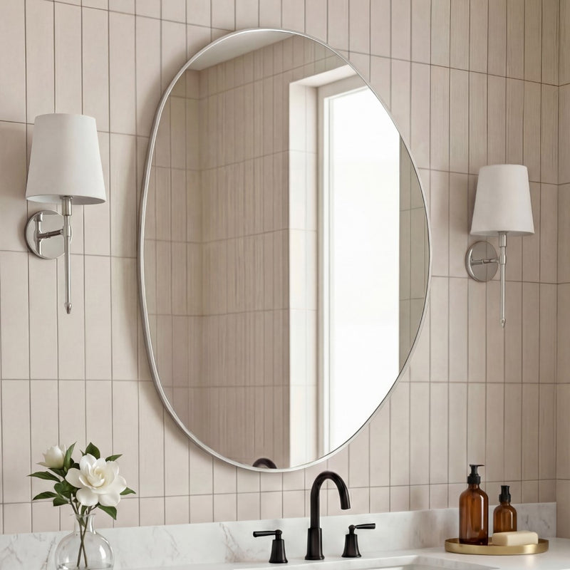 Aurelia 24 in. W x 36 in. H Medium Irregular Oval Metal Framed Wall Mounted Mirror
