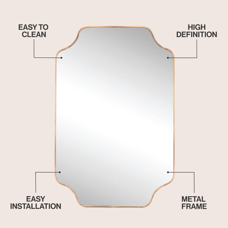 Alora 24 in. W x 36 in. H Medium Scalloped Rectangular Metal Framed Wall Mounted Mirror