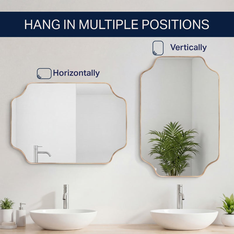 Alora 24 in. W x 36 in. H Medium Scalloped Rectangular Metal Framed Wall Mounted Mirror