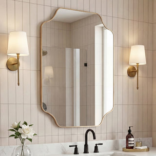 Alora 24 in. W x 36 in. H Medium Scalloped Rectangular Metal Framed Wall Mounted Mirror