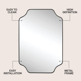 Alora 24 in. W x 36 in. H Medium Scalloped Rectangular Metal Framed Wall Mounted Mirror