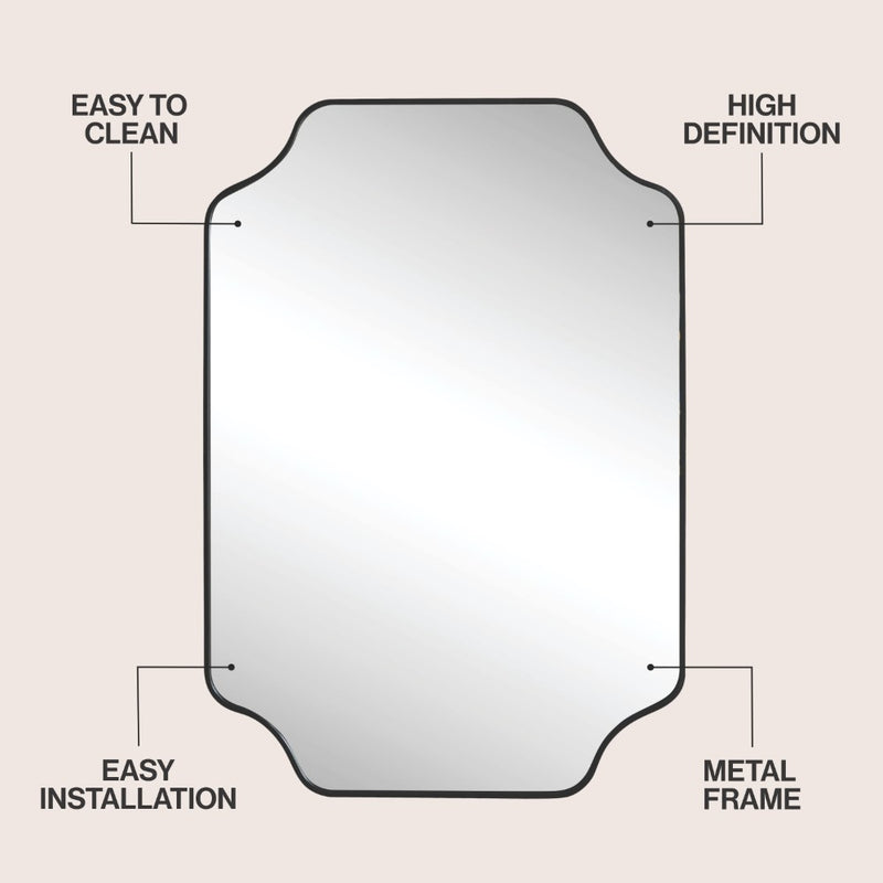Alora 24 in. W x 36 in. H Medium Scalloped Rectangular Metal Framed Wall Mounted Mirror
