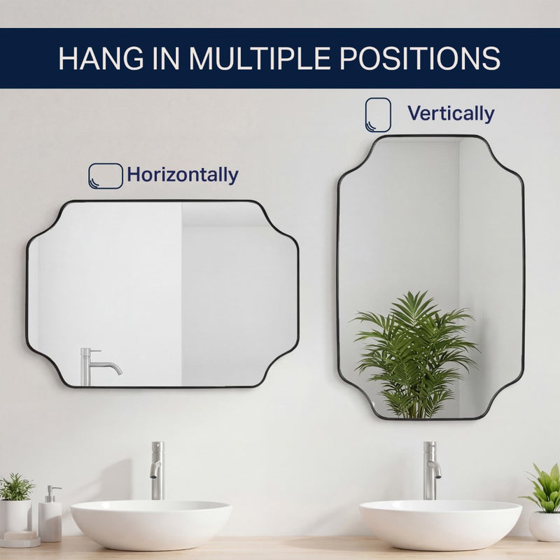 Alora 24 in. W x 36 in. H Medium Scalloped Rectangular Metal Framed Wall Mounted Mirror