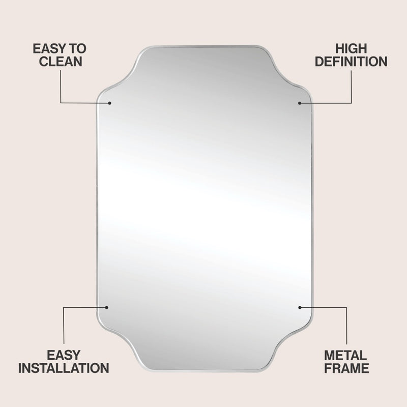 Alora 24 in. W x 36 in. H Medium Scalloped Rectangular Metal Framed Wall Mounted Mirror