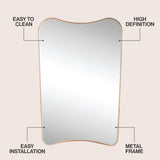 Alfie 24 in. W x 36 in. H Large Irregular Metal Framed Wall Mounted Mirror