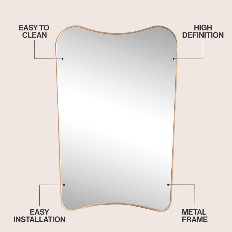 Alfie 24 in. W x 36 in. H Large Irregular Metal Framed Wall Mounted Mirror