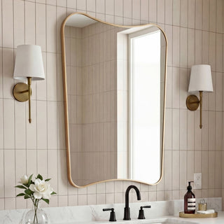 Alfie 24 in. W x 36 in. H Large Irregular Metal Framed Wall Mounted Mirror