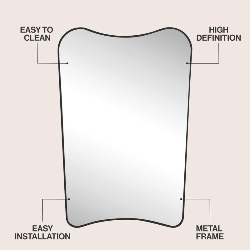 Alfie 24 in. W x 36 in. H Large Irregular Metal Framed Wall Mounted Mirror