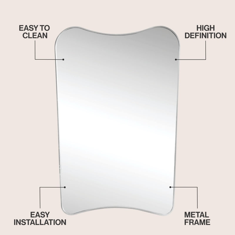 Alfie 24 in. W x 36 in. H Large Irregular Metal Framed Wall Mounted Mirror