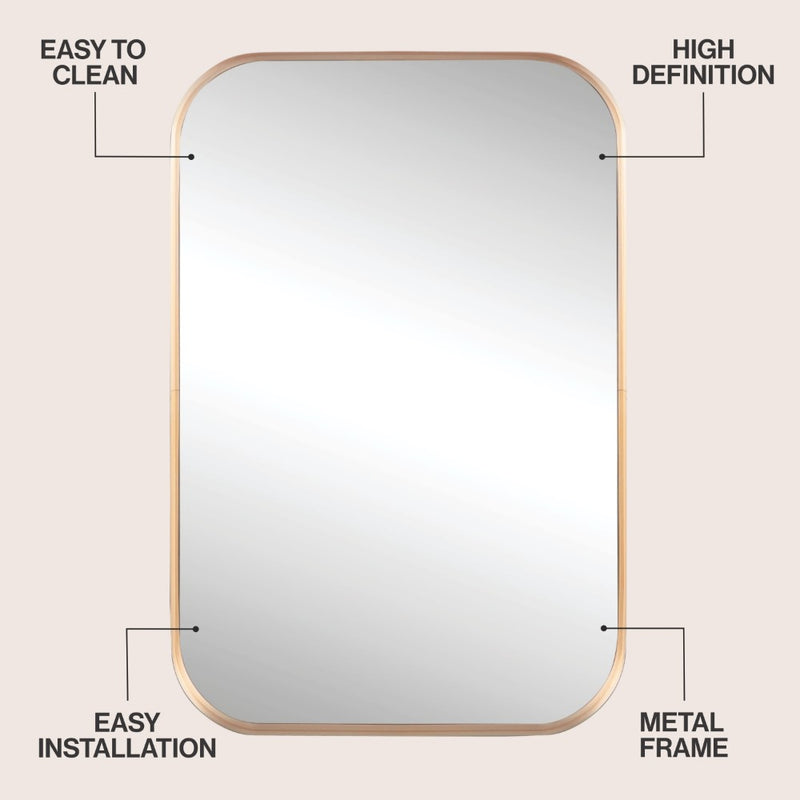 Aleria 24 in. W x 36 in. H Medium Rounded Rectangular Metal Framed Wall Mounted Mirror