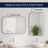 Aleria 24 in. W x 36 in. H Medium Rounded Rectangular Metal Framed Wall Mounted Mirror