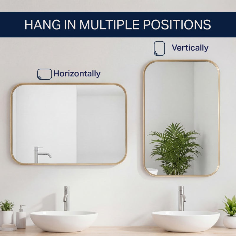 Aleria 24 in. W x 36 in. H Medium Rounded Rectangular Metal Framed Wall Mounted Mirror