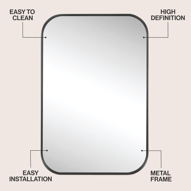 Aleria 24 in. W x 36 in. H Medium Rounded Rectangular Metal Framed Wall Mounted Mirror