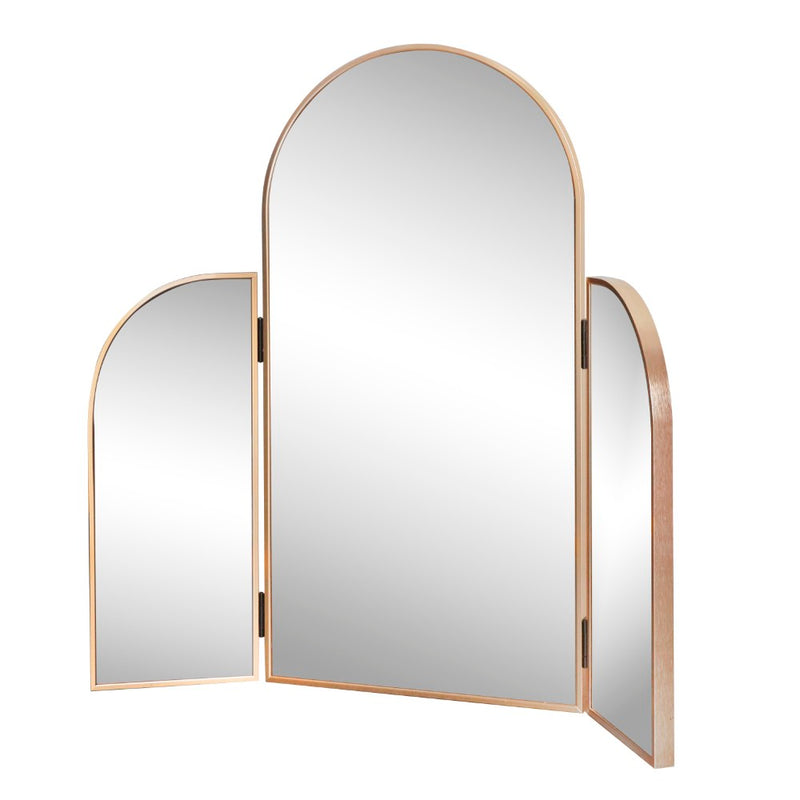 Arjen 3-Way 28 in. W x 28 in. H Medium Arch Trifold Adjustable Aluminum Alloy Framed Vanity Mirror for Tabletop and Wall Mount