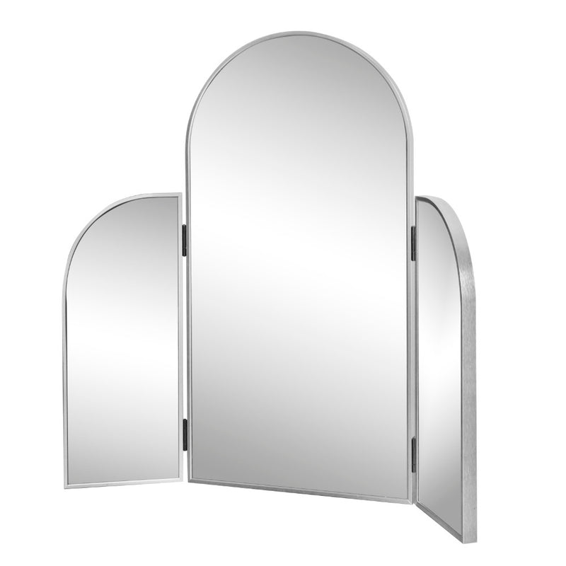 Arjen 3-Way 28 in. W x 28 in. H Medium Arch Trifold Adjustable Aluminum Alloy Framed Vanity Mirror for Tabletop and Wall Mount