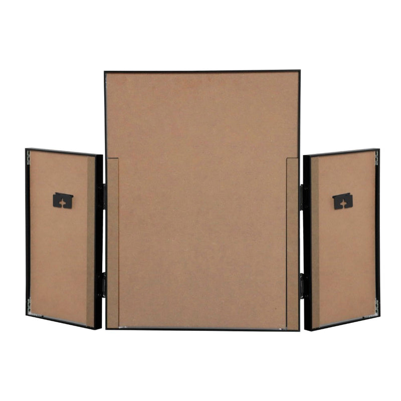 Orthos 3-Way 30 in. W x 20 in. H Medium Rectangular Trifold Adjustable Aluminum Alloy Framed Vanity Mirror for Tabletop and Wall Mount