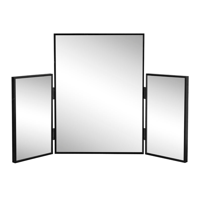 Orthos 3-Way 30 in. W x 20 in. H Medium Rectangular Trifold Adjustable Aluminum Alloy Framed Vanity Mirror for Tabletop and Wall Mount