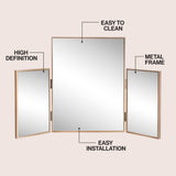 Orthos 3-Way 30 in. W x 20 in. H Medium Rectangular Trifold Adjustable Aluminum Alloy Framed Vanity Mirror for Tabletop and Wall Mount