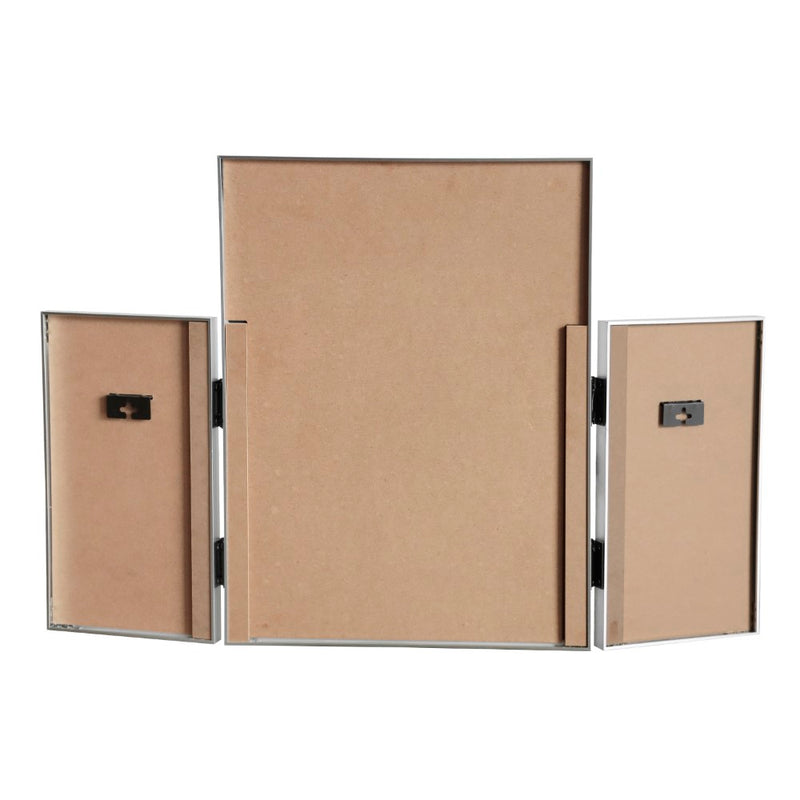 Orthos 3-Way 30 in. W x 20 in. H Medium Rectangular Trifold Adjustable Aluminum Alloy Framed Vanity Mirror for Tabletop and Wall Mount