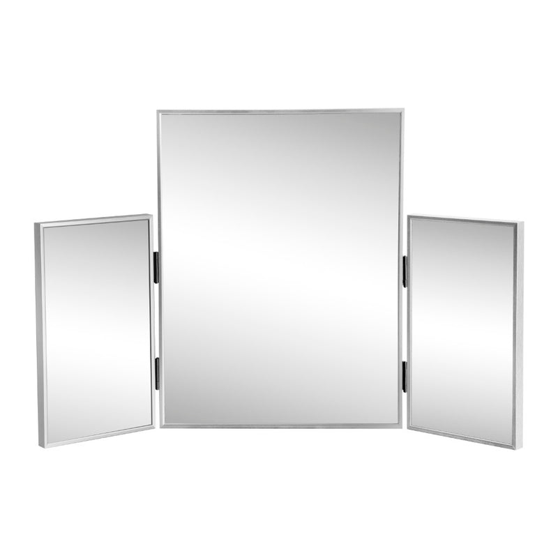 Orthos 3-Way 30 in. W x 20 in. H Medium Rectangular Trifold Adjustable Aluminum Alloy Framed Vanity Mirror for Tabletop and Wall Mount