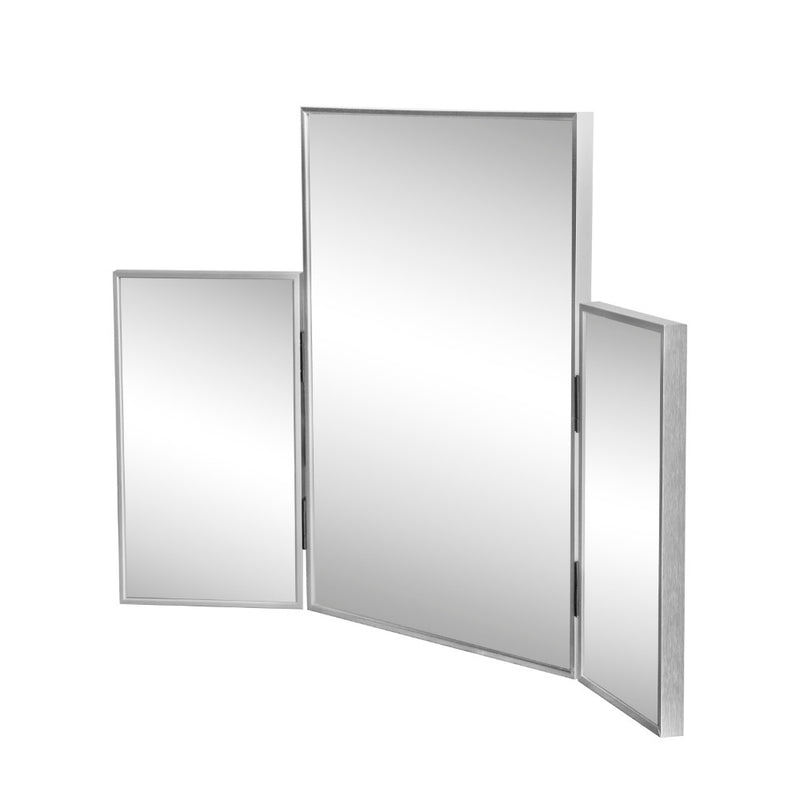 Orthos 3-Way 30 in. W x 20 in. H Medium Rectangular Trifold Adjustable Aluminum Alloy Framed Vanity Mirror for Tabletop and Wall Mount