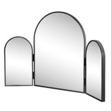 Verity 3-Way 30 in. W x 20 in. H Medium Arch Trifold Adjustable Aluminum Alloy Framed Vanity Mirror for Tabletop and Wall Mount