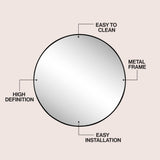Eclipse Circle Aluminum Alloy Framed Wall Mounted Mirror