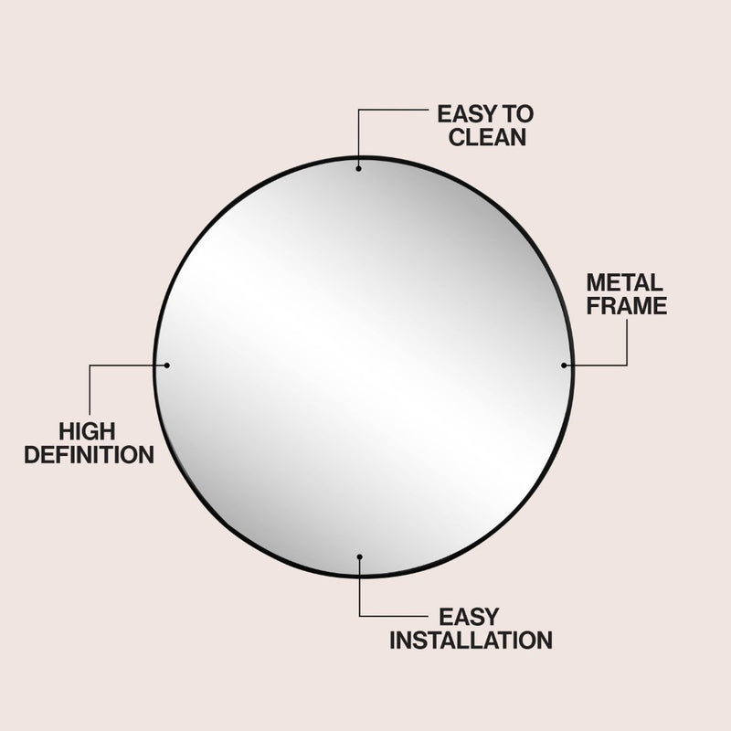 Eclipse Circle Aluminum Alloy Framed Wall Mounted Mirror