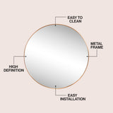 Eclipse Circle Aluminum Alloy Framed Wall Mounted Mirror