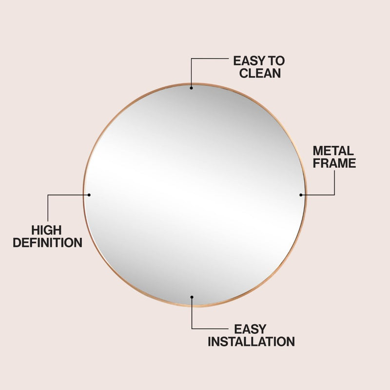 Eclipse Circle Aluminum Alloy Framed Wall Mounted Mirror