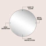 Eclipse Circle Aluminum Alloy Framed Wall Mounted Mirror