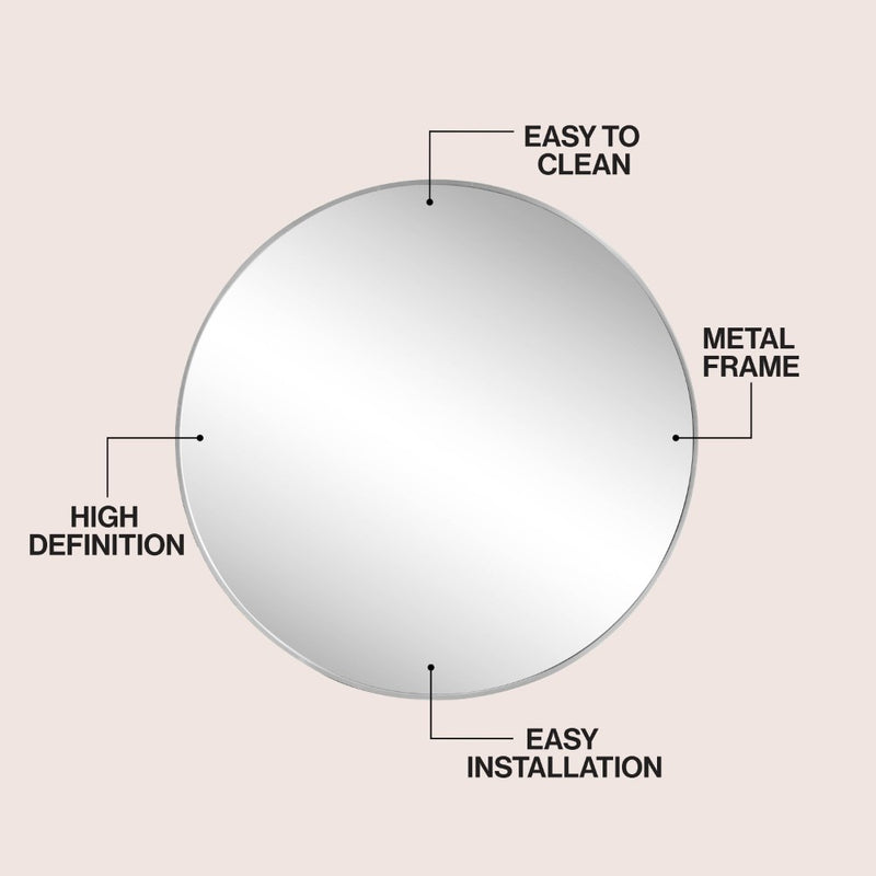 Eclipse Circle Aluminum Alloy Framed Wall Mounted Mirror
