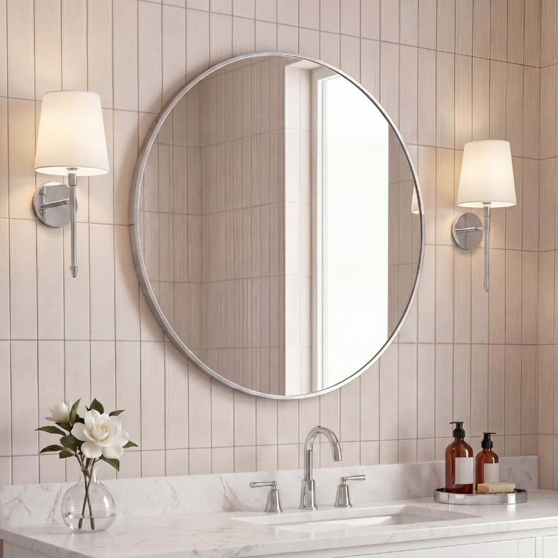 Eclipse Circle Aluminum Alloy Framed Wall Mounted Mirror