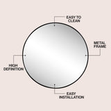 Eclipse Circle Aluminum Alloy Framed Wall Mounted Mirror