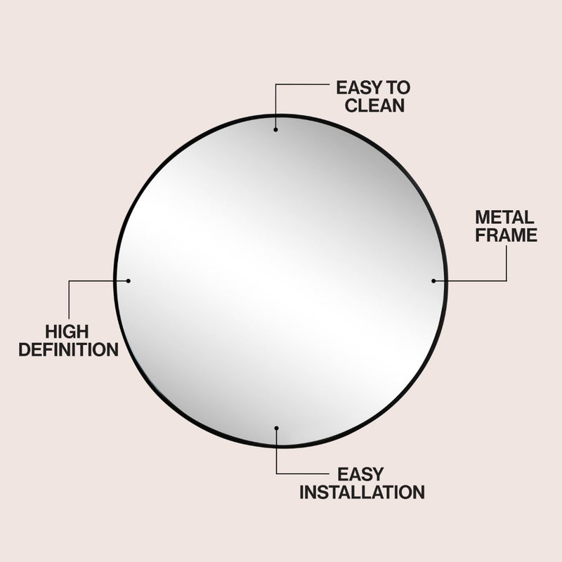 Eclipse Circle Aluminum Alloy Framed Wall Mounted Mirror