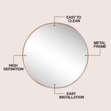 Eclipse Circle Aluminum Alloy Framed Wall Mounted Mirror