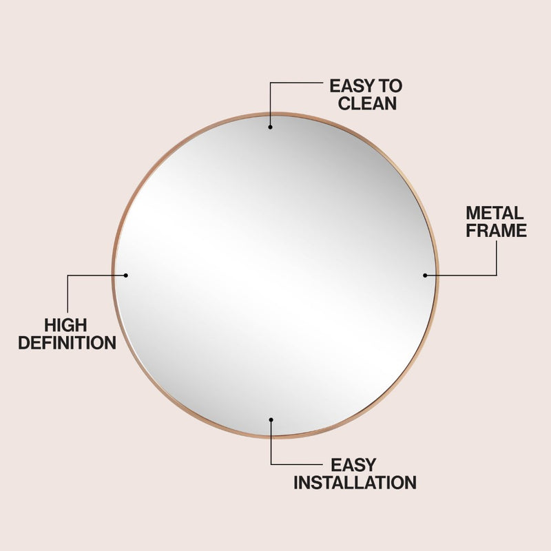 Eclipse Circle Aluminum Alloy Framed Wall Mounted Mirror