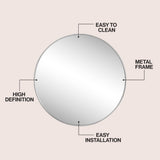 Eclipse Circle Aluminum Alloy Framed Wall Mounted Mirror