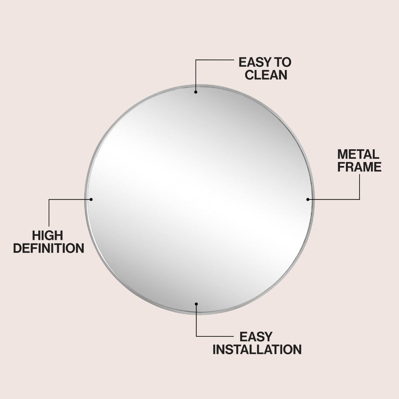 Eclipse Circle Aluminum Alloy Framed Wall Mounted Mirror