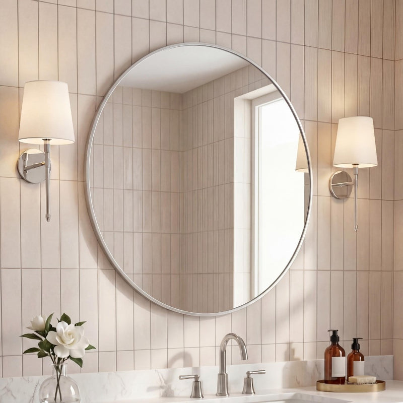 Eclipse Circle Aluminum Alloy Framed Wall Mounted Mirror