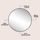 Eclipse Circle Aluminum Alloy Framed Wall Mounted Mirror