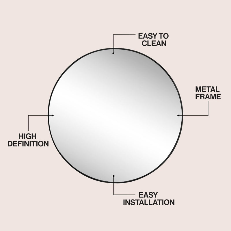 Eclipse Circle Aluminum Alloy Framed Wall Mounted Mirror