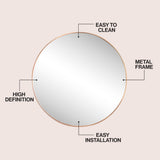 Eclipse Circle Aluminum Alloy Framed Wall Mounted Mirror