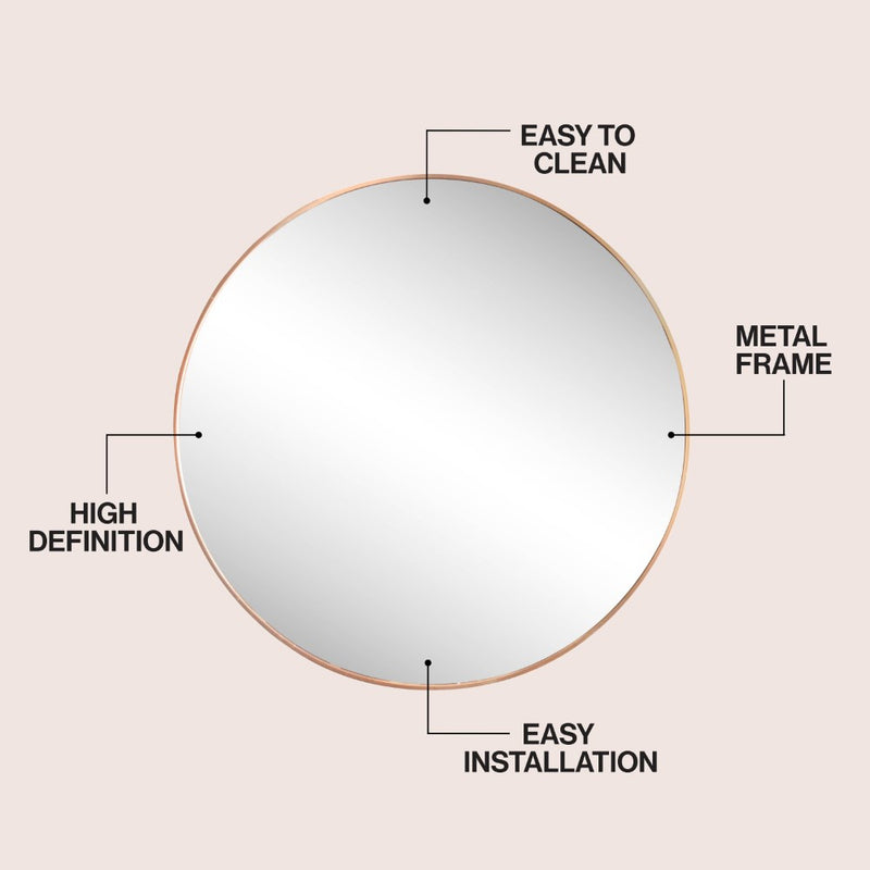 Eclipse Circle Aluminum Alloy Framed Wall Mounted Mirror