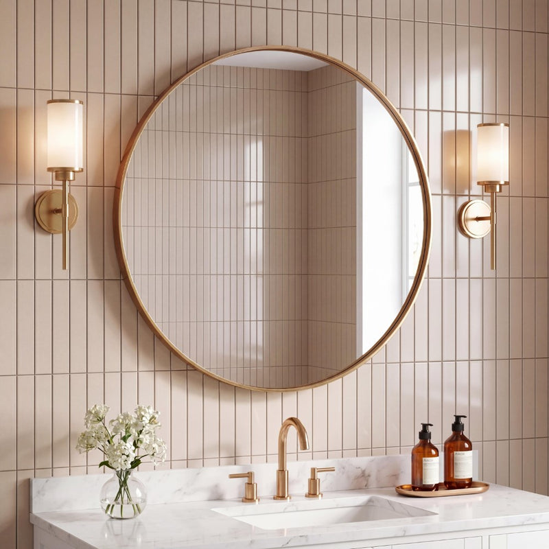 Eclipse Circle Aluminum Alloy Framed Wall Mounted Mirror