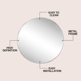 Eclipse Circle Aluminum Alloy Framed Wall Mounted Mirror
