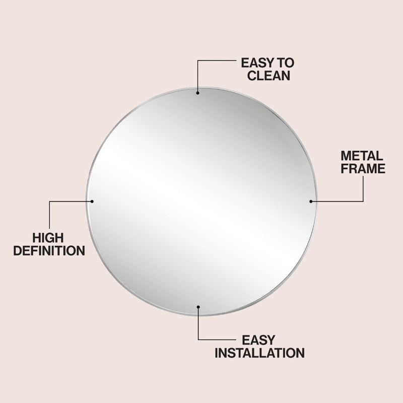 Eclipse Circle Aluminum Alloy Framed Wall Mounted Mirror
