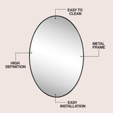 Ellipse 24 in. W x 36 in. H Medium Oval Aluminum Alloy Framed Wall Mounted Mirror