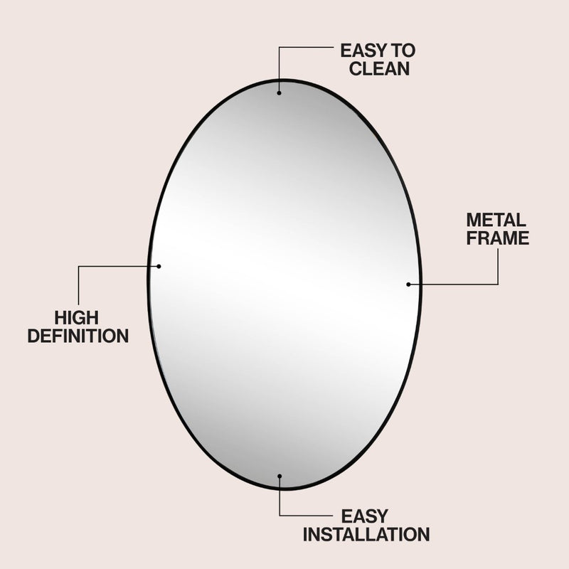 Ellipse 24 in. W x 36 in. H Medium Oval Aluminum Alloy Framed Wall Mounted Mirror