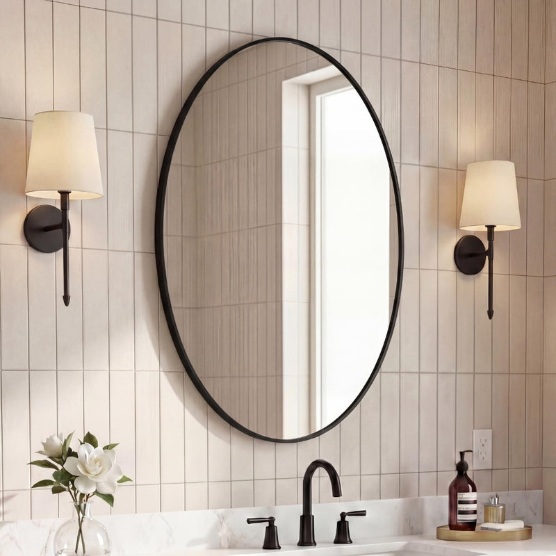 Ellipse 24 in. W x 36 in. H Medium Oval Aluminum Alloy Framed Wall Mounted Mirror